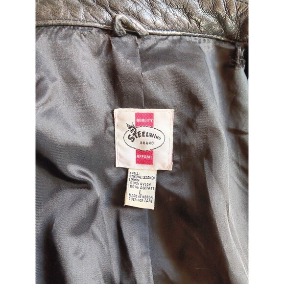 Men's vintage Steelwing dark brown long very soft leather coat L zip + button - Picture 3 of 8